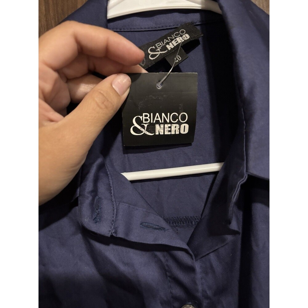 Bianco & Nero Pleated Accent Shirt Dress in Indigo, 40 (US Size 8) MSRP $278.00 - Picture 6 of 6